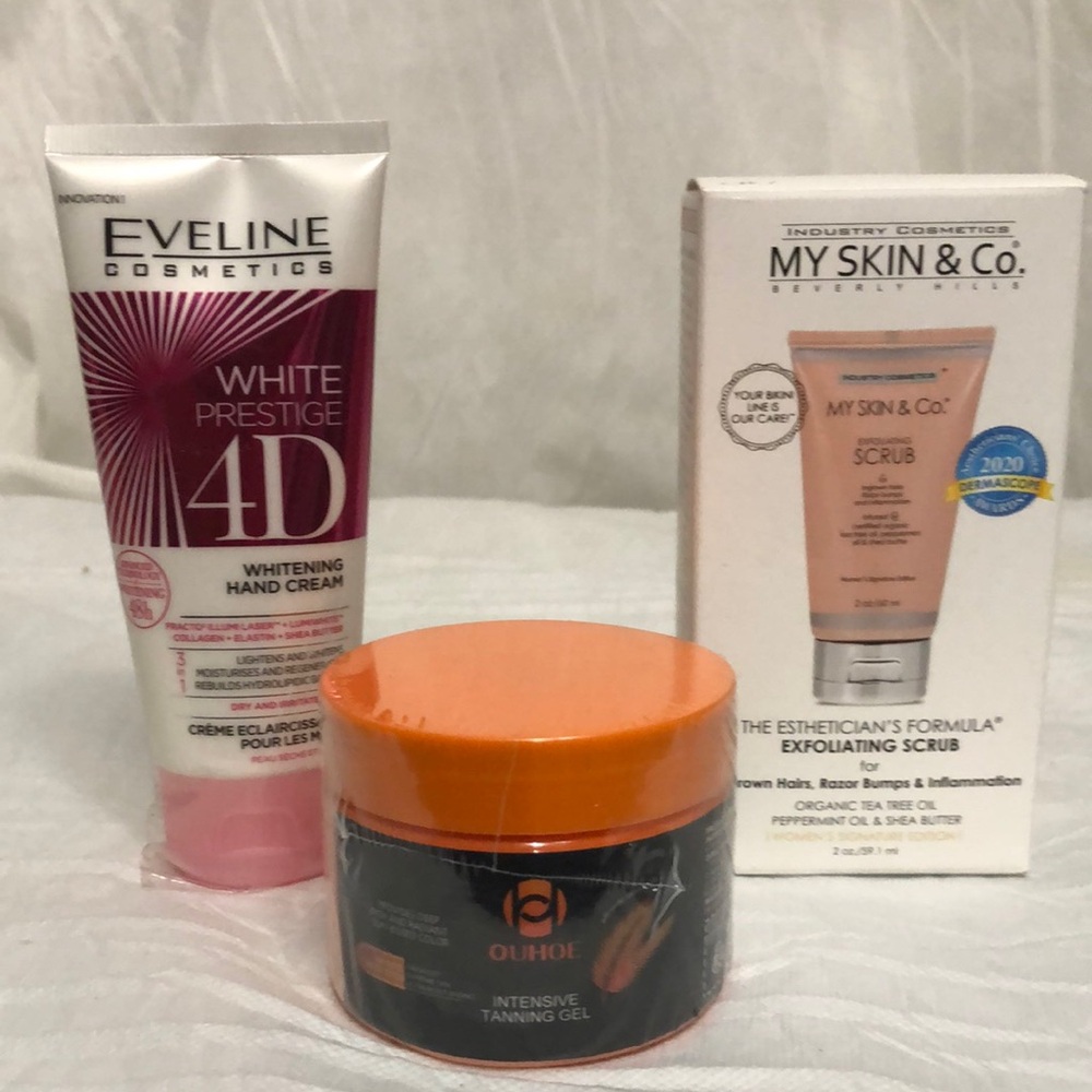 Eveline Hand Cream , Tanning Gel and Exfoliating Scrub bundle